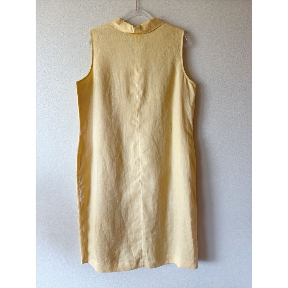 Talbots Yellow Irish Linen Shift Dress Sleeveless Button Front Midi Size 18 NWT - Picture 6 of 9